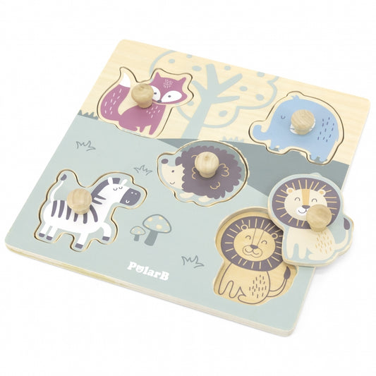 VIGA – Houten Knoppuzzel met Dieren 5-delig