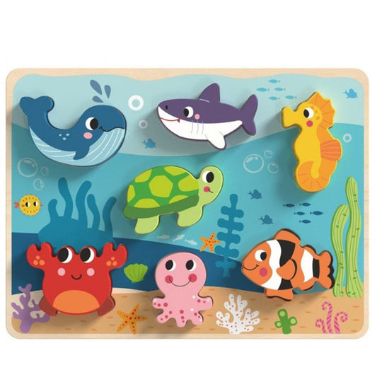 TOOKY TOY – Montessori Houten Puzzel Zee Wereld